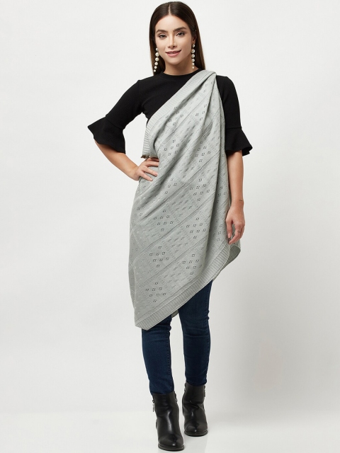 

Knitstudio Women Mint Green Solid Knitted Shawl