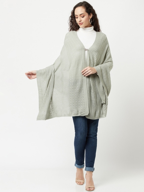 

Knitstudio Women Mint Green Solid Knitted Shawl
