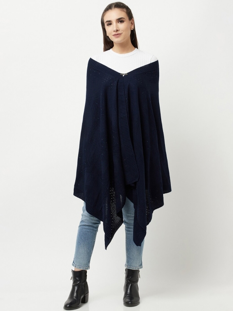 

Knitstudio Women Navy Blue Solid Knitted Shawl