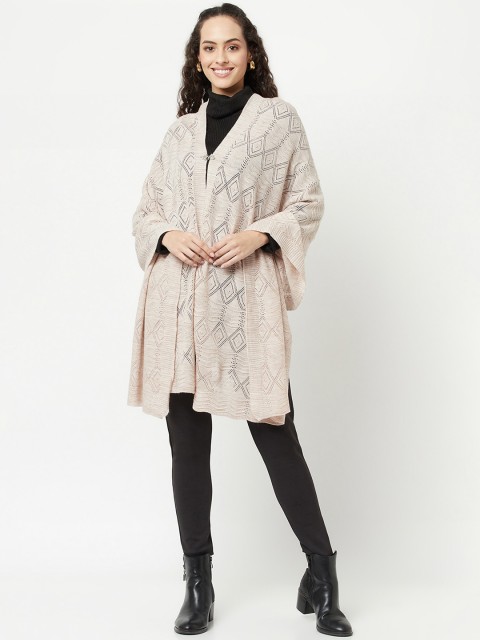 

Knitstudio Women Beige Solid Knitted Shawl