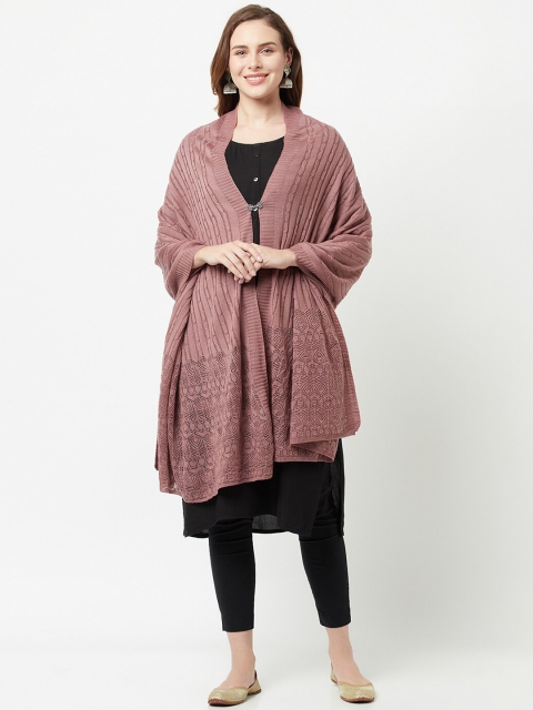 

Knitstudio Women Pink Solid Knitted Shawl
