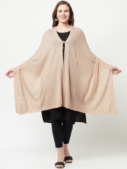 

Knitstudio Women Rose-Coloured Solid Knitted Shawl