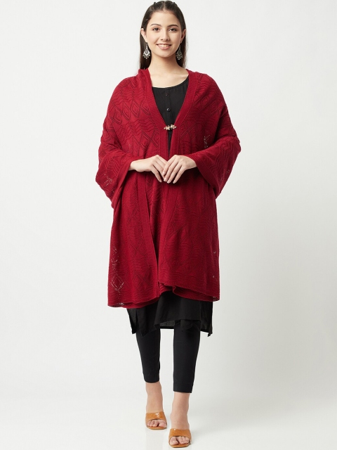 

Knitstudio Women Maroon Solid Knitted Shawl