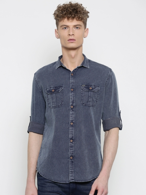 

Nature Casuals Men Blue Slim Fit Solid Casual Shirt