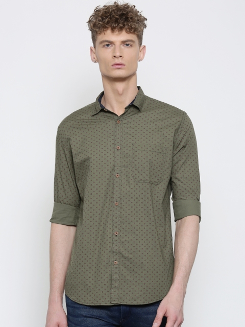 

Nature Casuals Men Olive Green Slim Fit Printed Casual Shirt