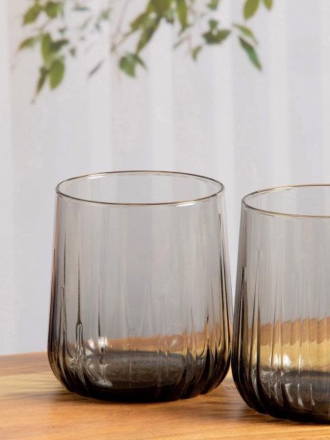 Pasabahce Transparent & Black Set of 6 Glass Nova Tumbler