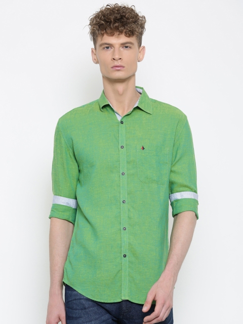 

British Club Men Green Slim Fit Solid Casual Shirt