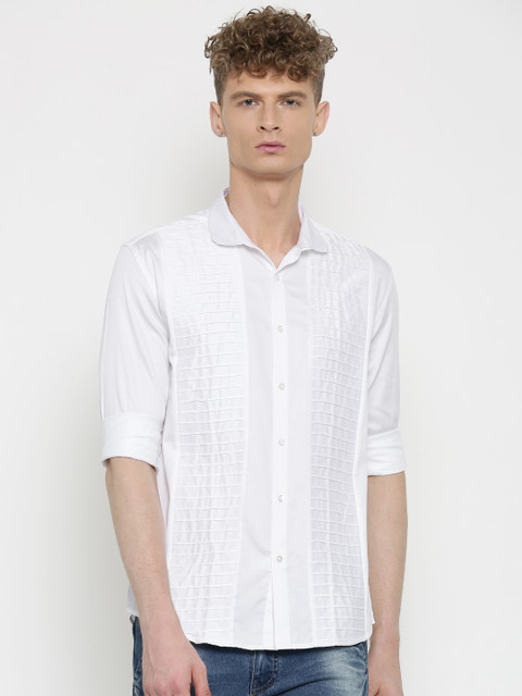 

British Club Men White Regular Fit Solid Casual Shirt