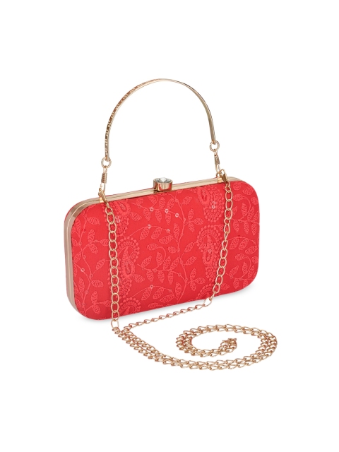 

INAAYA Embroidered Box Clutch, Red