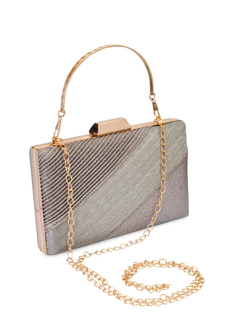 

INAAYA Embellished Box Clutch, Silver