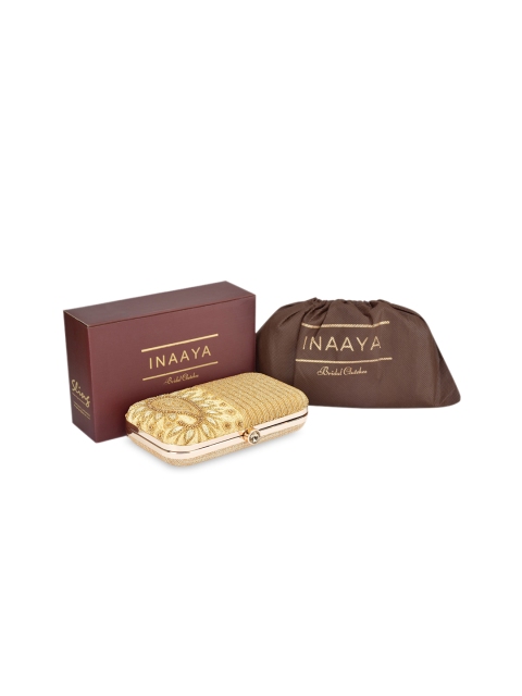 

INAAYA Embellished Box Clutch, Gold