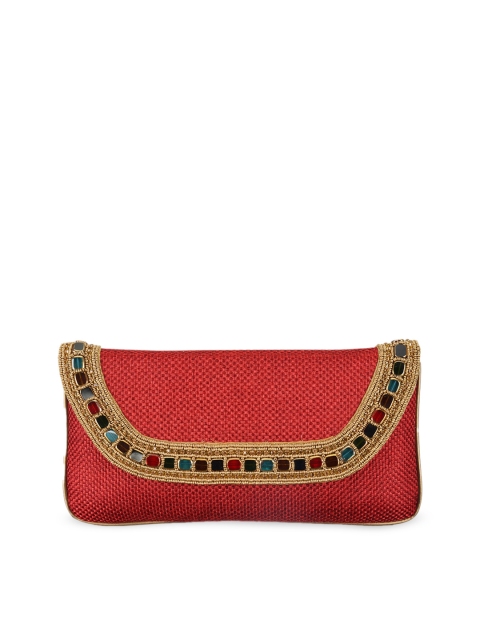 

INAAYA Embellished Envelope Clutch, Maroon