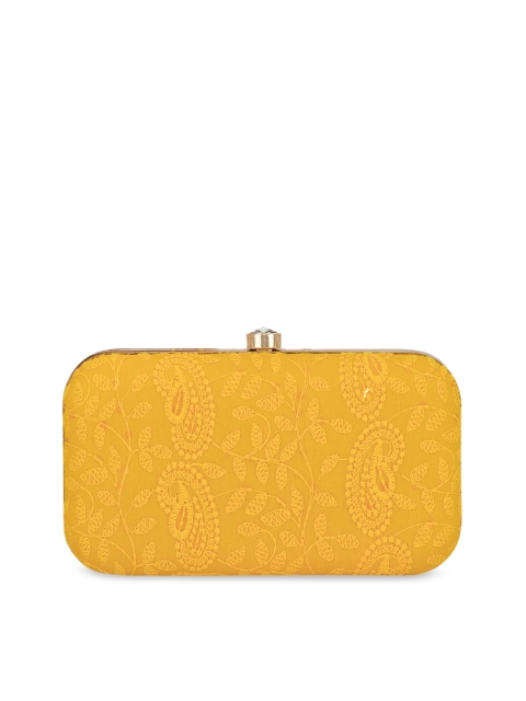 

INAAYA Embroidered Box Clutch, Yellow