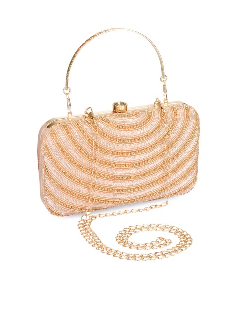 

INAAYA Embellished Box Clutch, Rose gold