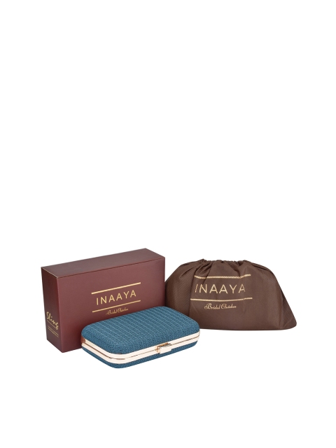 

INAAYA Embellished Box Clutch, Navy blue