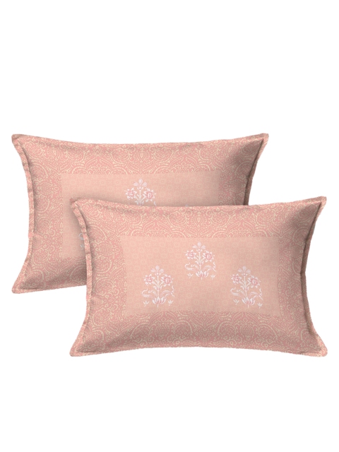 

EasyGoods Pink & White 320 TC Ethnic Motifs Cotton King Bedsheet with 2 Pillow Covers