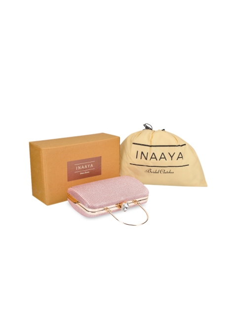 

INAAYA Women Striped Clutch, Pink