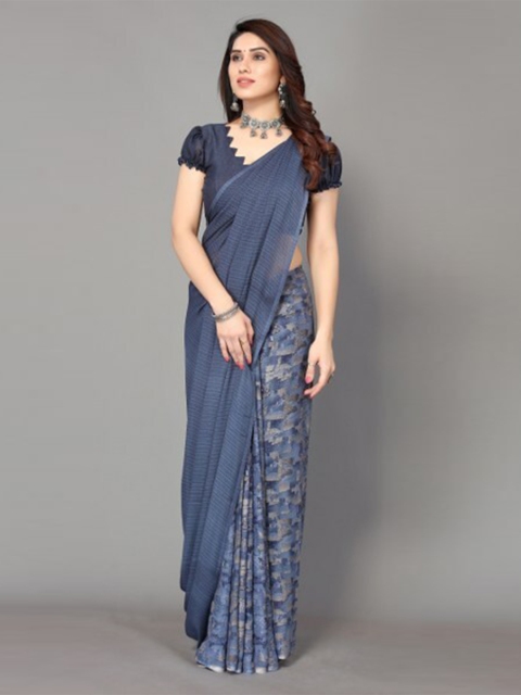 

Yashika Blue Floral Saree