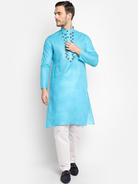 

DEVOILER Men Blue Solid Kurta with Pyjamas