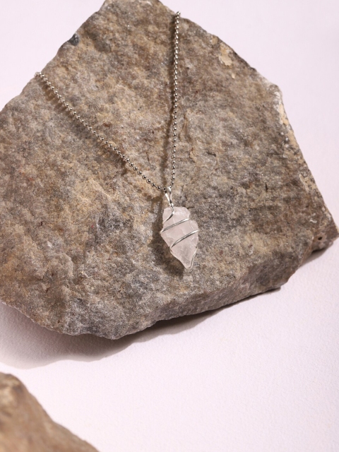 

Ruby Raang Silver-Toned & White Silver-Plated Handcrafted Necklace