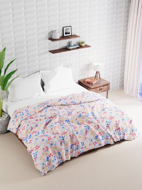 

BIANCA Floral Microfiber AC Room 120 GSM Double Bed Comforter, Peach