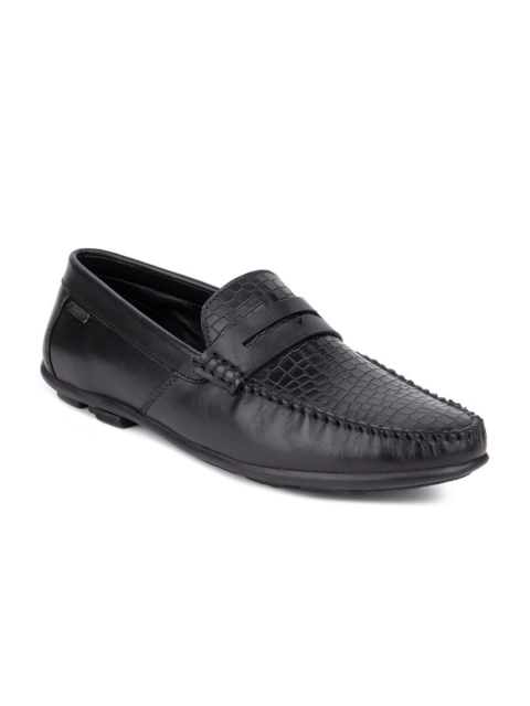 

One8 Men Black Textured Formal Loafers