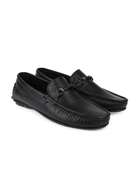 

One8 Men Black Textured Formal Slip-On Shoes