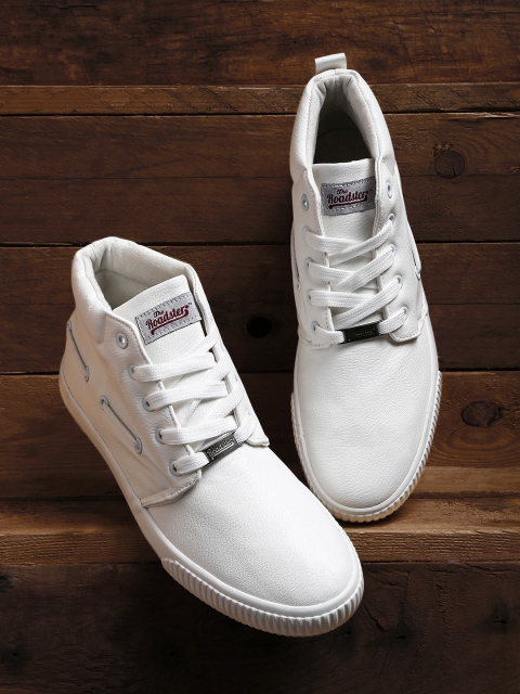 

Roadster Men White Solid Synthetic Mid-Top Sneakers