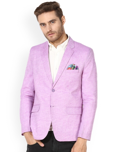 

hangup trend Men Purple Linen Solid Regular Fit Single Breasted Casual Blazers