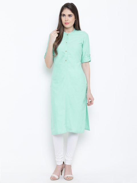 

AURELIA Women Sea Green Solid Straight Kurta