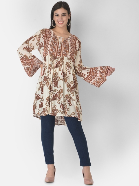 

VELDRESS White Print Empire Top