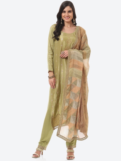 

Biba Women Printed Unstitched Dress Material, Green