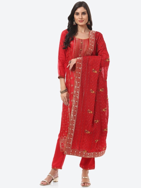

Biba Women Printed Unstitched Dress Material, Red