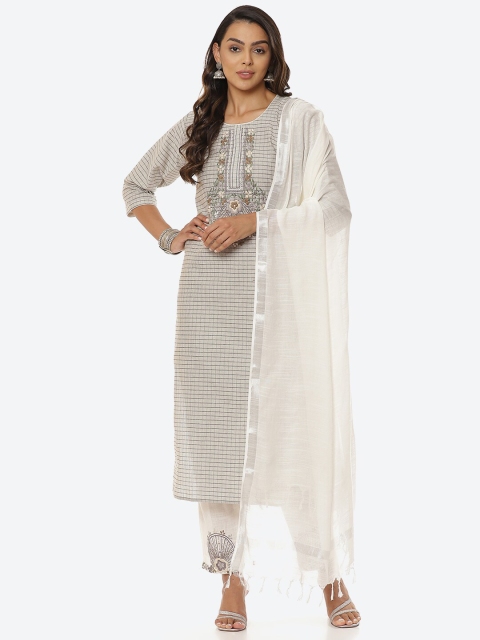 

Biba Women Embroidered Unstitched Dress Material, Grey