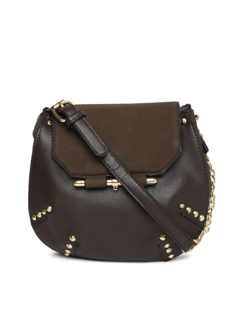 

E2O Brown Sling Bag with Metallic Studs
