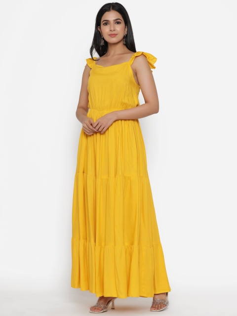 

PURSHOTTAM WALA Yellow Solid Maxi Dress