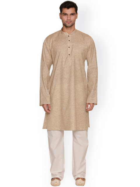 

Manyavar Men Beige Woven Design Straight Kurta