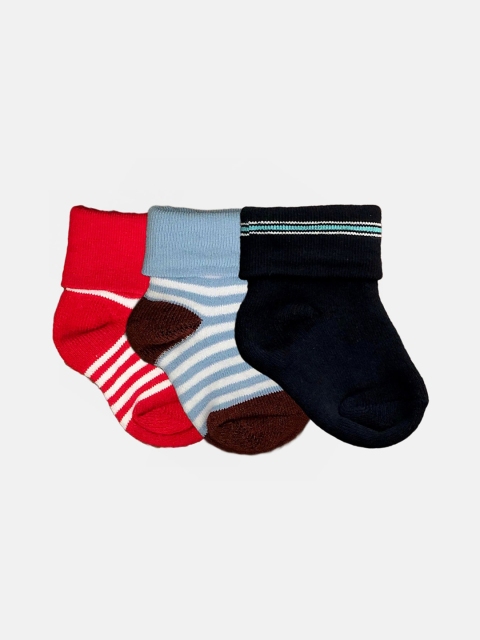 

N2S NEXT2SKIN Infant Girls Pack Of 3 Patterned Cotton Ankle-Length Socks, Red