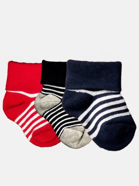 

N2S NEXT2SKIN Infant Girls Pack Of 3 Patterned Cotton Ankle-Length Socks, Red
