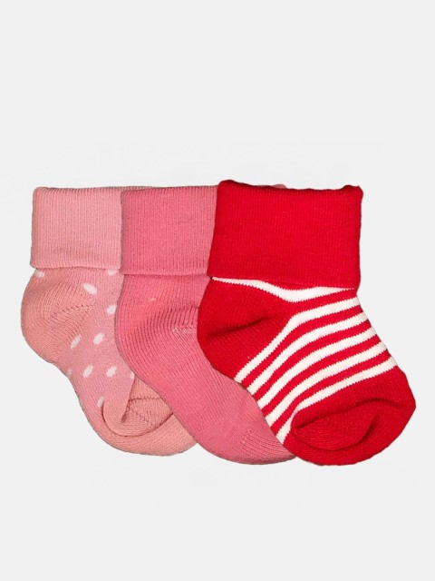 

N2S NEXT2SKIN Infant Girls Pack Of 3 Patterned Cotton Ankle-Length Socks, Pink