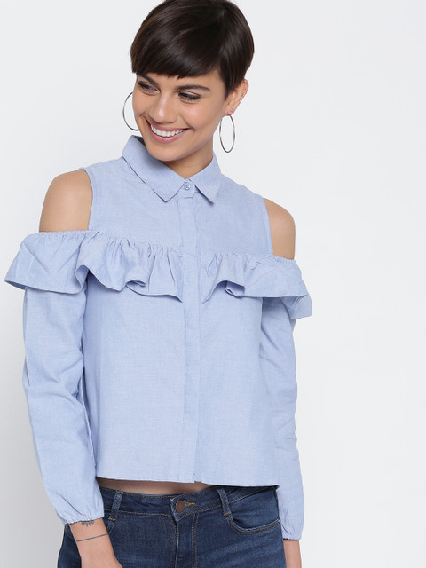 

DressBerry Women Blue Solid Casual Shirt