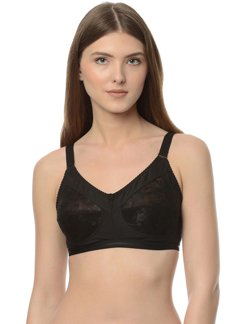 

Da Intimo Black Lace Non-Padded Non-Wired Minimizer Bra DI-837