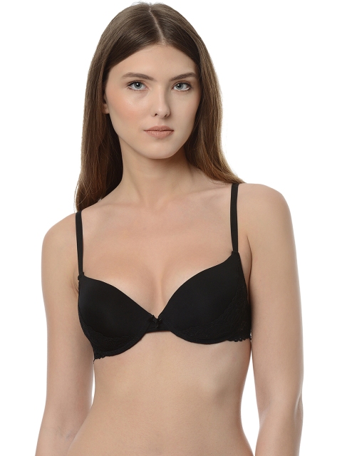 

Da Intimo Black Solid Underwired Lightly Padded Push-Up Bra DI-339