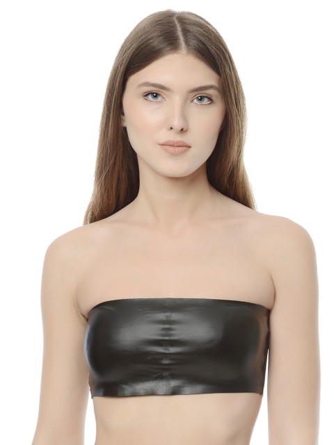 

Da Intimo Black Solid Non-Wired Lightly Padded Bandeau Bra DI-846