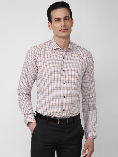 

Peter England Men Beige Checked Formal Shirt