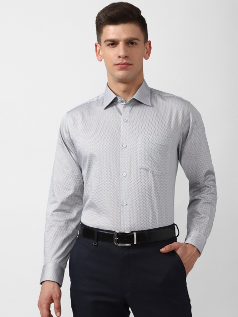 

Van Heusen Men Grey Printed Cotton Formal Shirt
