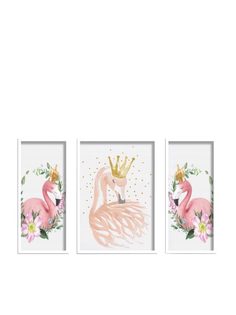 

SAF Set Of 3 Pink & White UV Textured Painted Wall Art
