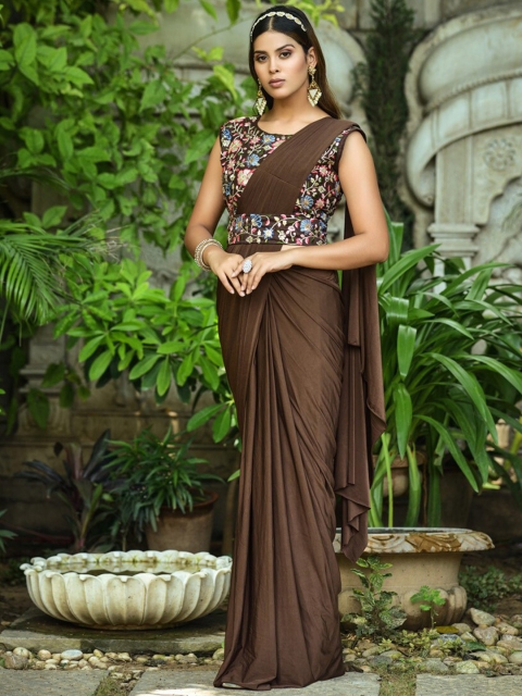 

BESUCHER Brown Sequinned Saree