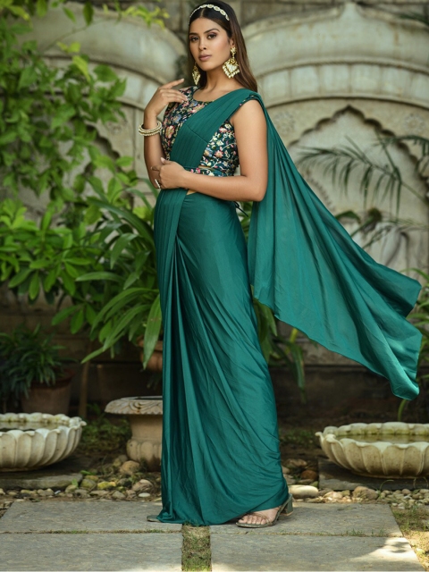 

BESUCHER Green Sequinned Saree