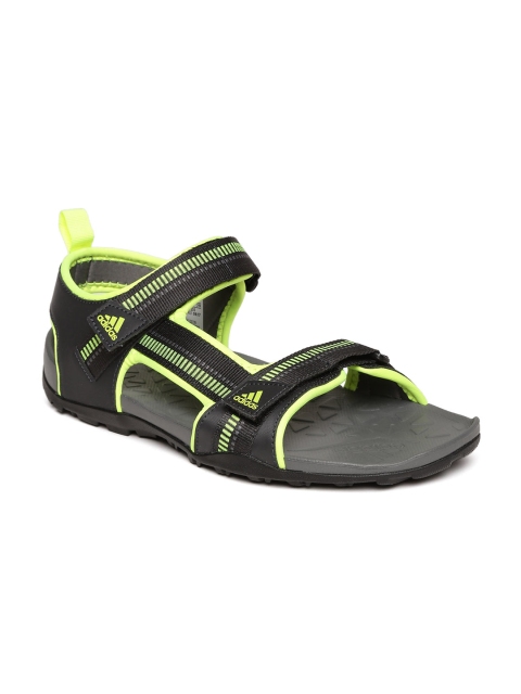 

ADIDAS Men Black & Fluorescent Green Galore Path Sports Sandals